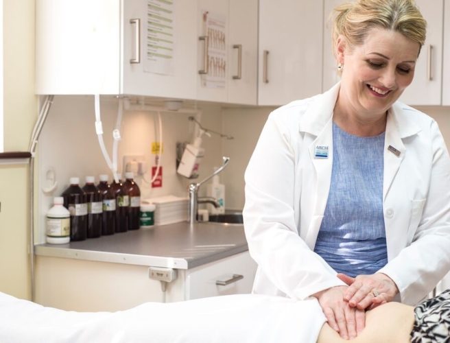 Linda Booth, founder of Just for Tummies, carrying out a colonic