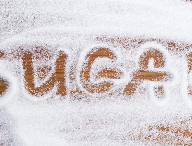 The word sugar written in sugar