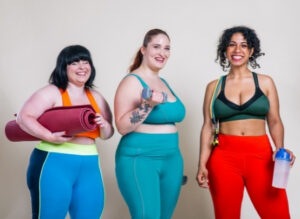 Plus sized women exercising