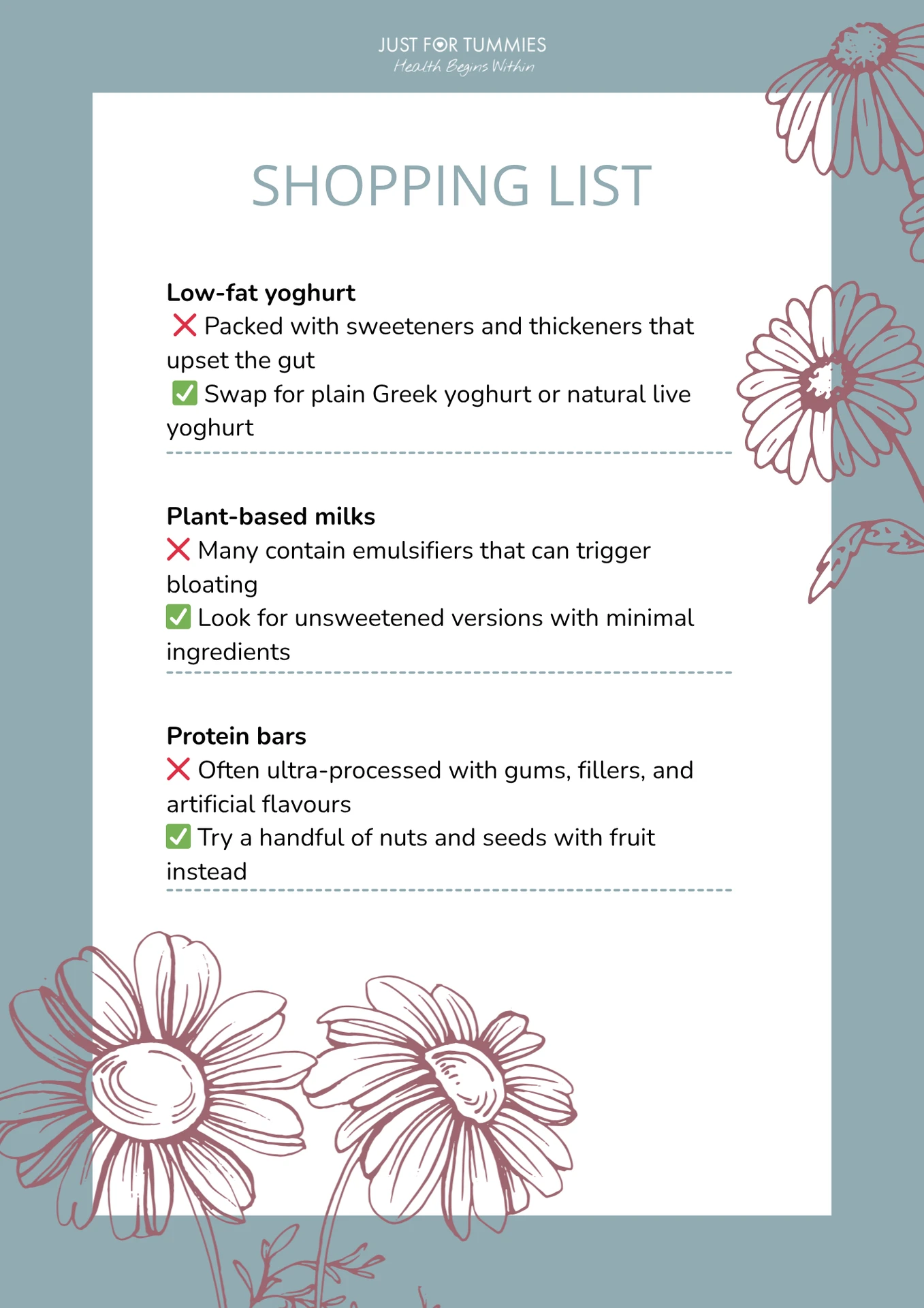 Shopping List for healthy food