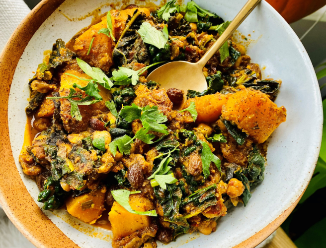 Moroccan Spiced Sweet Potato and Bone Broth Stew