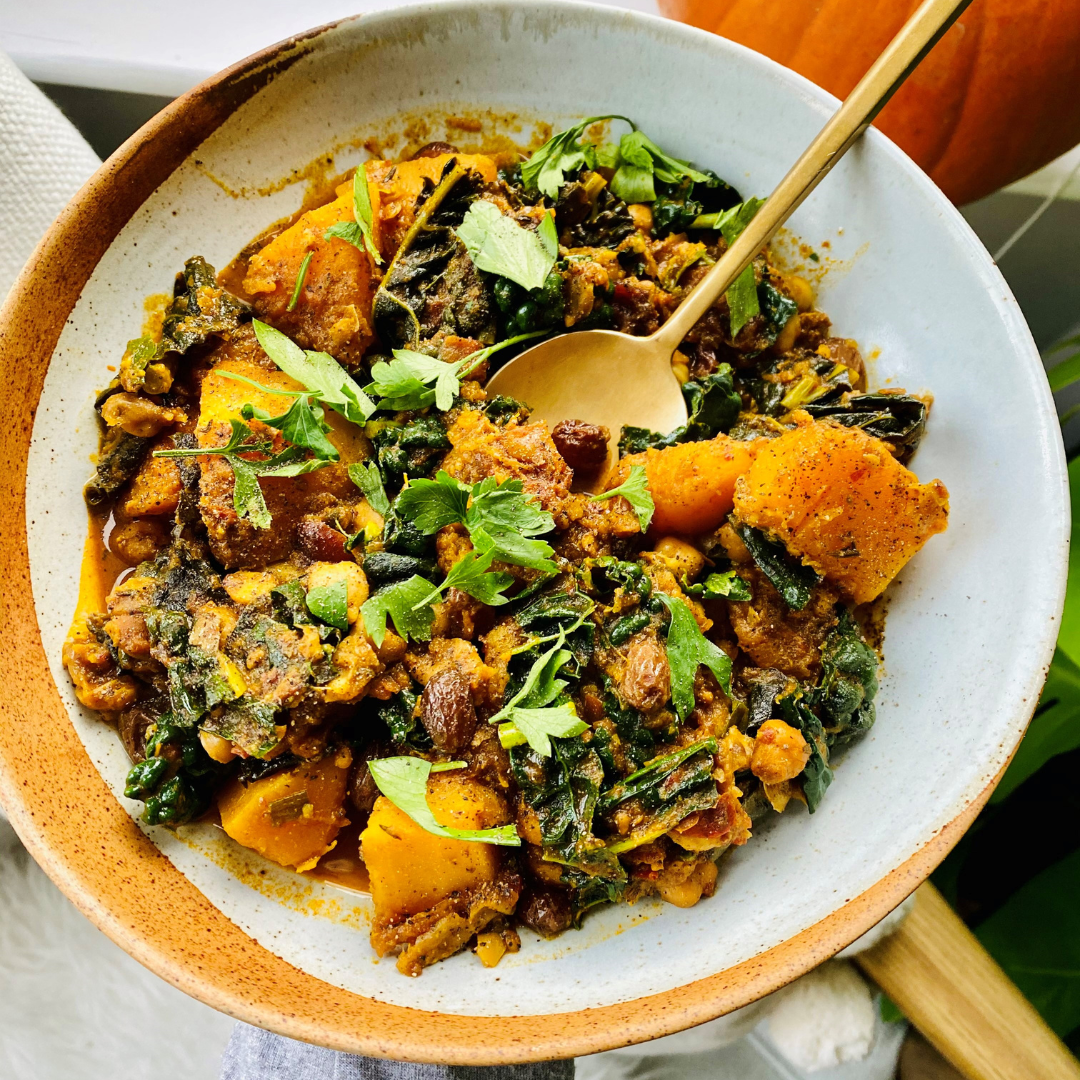 Moroccan Spiced Sweet Potato and Bone Broth Stew