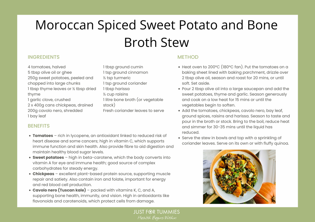 Moroccan Spiced Sweet Potato and Bone Broth Stew