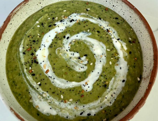 pea, white bean and asparagus soup