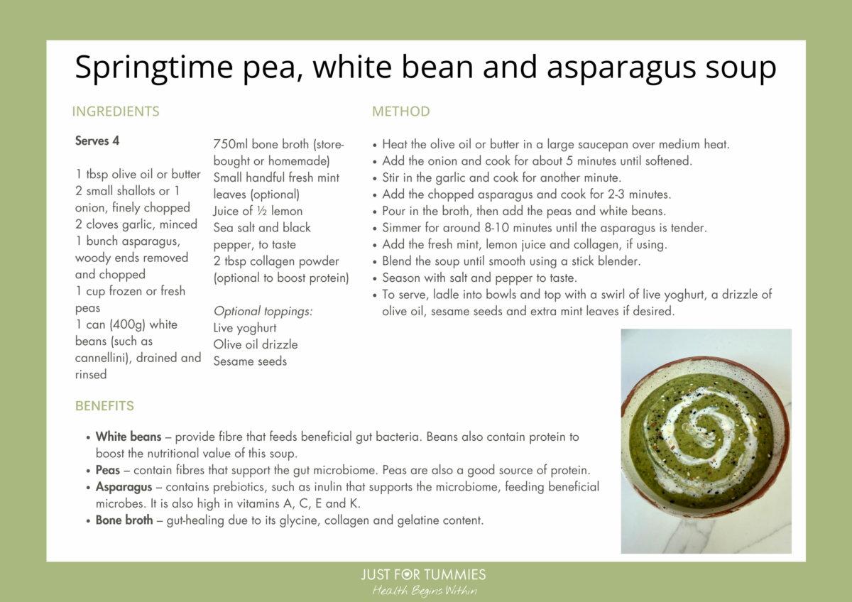 pea, white bean and asparagus soup