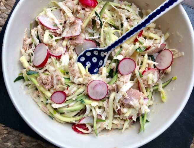 Tuna, courgette and celeriac slaw